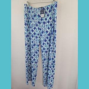 Barbara Erickson NWT Blue Print Pull On Ankle Pants Large